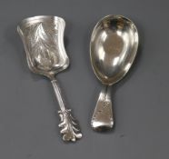 Two silver caddy spoons: Godbehere, Wigan & Bult, London, 1800 and Hilliard & Thomasson, Birmingham,