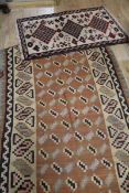 A Kelim rug and Turkish mat 124 x 76cm approx. and 220 x 120cm approx.