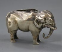 An Edwardian novelty silver elephant pin cushion, Birmingham, 1908, length 56mm.