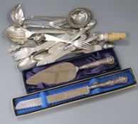 Group of assorted flatware including German and Danish white metal.