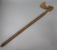 A tomahawk with metal inserts to handle overall length 69.5cm