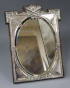 An Edwardian silver mounted easel mirror, James Deakin & Sons, Birmingham, 1908, 30cm.