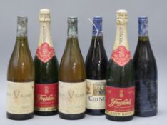 Two bottles of Chinon Graves 1998, two bottles of Macon Villages 2001 and two bottles of Rose Brut