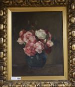 Herbert J. Stuart, oil on canvas, Still life of roses