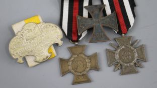 Imperial German medals and Iron Cross and a Hanover badge