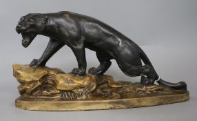 A French bronzed plaster model of a tiger, indistinctly signed height 23cm