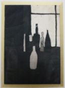 Anne Montague, etching, 'Bottles at the window', 20 x 14cm