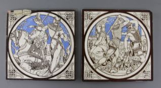 John Moyr Smith for Minton, twenty-two tiles from the Tennyson's Idylls of the King Arthur Series,