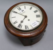 A small Victorian mahogany circular eight day wall timepiece diameter 26cmex Congelow House