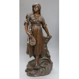 A 19th century patinated electrotype model of a lady height 54.5cm