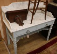 A painted marble top washstand W.115cm