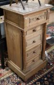 French marble top walnut bedside chest H.93cm