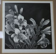 George F. Reiss (1893-1973), wood engraving, Madonna Lilies, signed in pencil and dated 1954, 19/66,