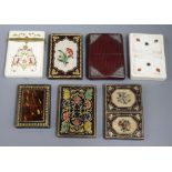 Five Victorian morocco leather card cases and two faux leather card cases largest 10 x 7.5cm