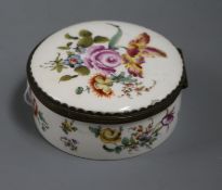19th century Continental porcelain box with label 'from the Drakelowe Collection, July 1931'