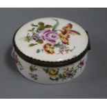 19th century Continental porcelain box with label 'from the Drakelowe Collection, July 1931'