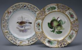 Two mid 19th century Kerr & Binns, Worcester bone china dessert plates, ex Geoffrey Godden