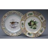 Two mid 19th century Kerr & Binns, Worcester bone china dessert plates, ex Geoffrey Godden