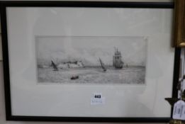 William Lionel Wyllie, etching, "Syracuse, Sicily" signed in pencil, 16 x 38cm