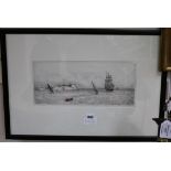 William Lionel Wyllie, etching, "Syracuse, Sicily" signed in pencil, 16 x 38cm