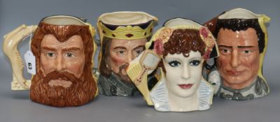 Four Royal Doulton figural jugs from the Star Crossed Lovers Collection: Samson and Delilah, Anthony