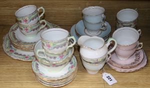 A Salisbury pattern Staffordshire tea set and a part tea set