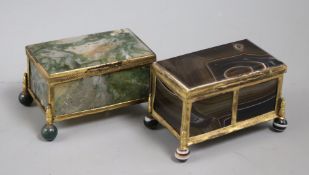 Two 19th century gilt metal framed agate caskets height 5cmex Congelow House