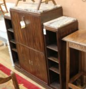 A French marble top secretaire dwarf bookcase W.120cm