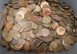 A bucket containing hundreds of GB pennies and ha'penniesex Congelow House