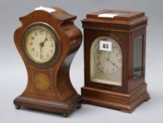 Two Edwardian mahogany eight day mantel timepieces tallest 24cmex Congelow House