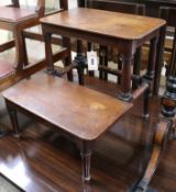 A set of George III mahogany two tread library steps, on turned and square supports and legs, united