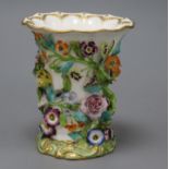 A Minton flower encrusted vase c.1840, ex Geoffrey Godden collection height 11.5cmLate Geoffrey