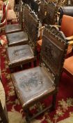 A set of six French oak dining chairs