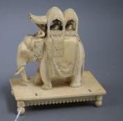 A 19th century Indian Company School ivory carving of an elephant and howdah width 13cm height 14cm