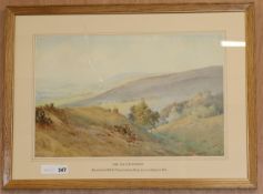 Elliot H. Martens, watercolour, The South Downs, Barns Farm Hill and Chanctonbury Ring from