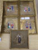 A set of Chinese paintings on leaves in bamboo frames