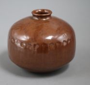 Helen Pincombe. A studio stoneware jar, ex Geoffrey Godden collection height 10cm