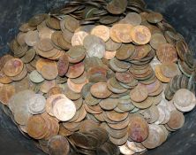 A bucket containing hundreds of GB pennies and ha'penniesex Congelow House