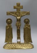 A bronze crucifix of Christ and two saints (Trinity) height 51cm