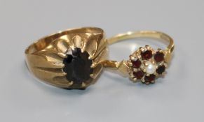 Two 9ct gold and gem set dress rings.ex Congelow House