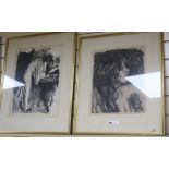 Albert de Belleroche, 2 lithographs, 'éffronterie 1902' and 'La Femme au Toilette', both signed in