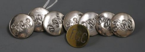 A set of seven late 19th/early 20th century silver "Finchley Golf Club" buttons and one similar