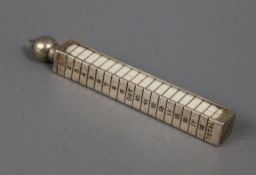A 1930's Sampson Morden silver and ivory mounted combination golf scorer and pencil, London, 1935,