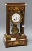 A rosewood inlaid portico clock height 47cm