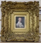 Early 19th century English School, oil on ivory, miniature portrait of a red haired young man, 8 x