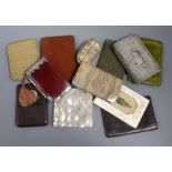 Three silver mounted card cases and other various card cases, late 19th/early 20th century including