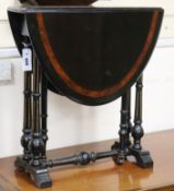 A late Victorian ebonised Sutherland table 54cm