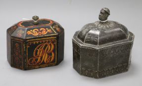 Two cast iron and lead tobacco boxes, with interior weight lidsex Congelow House