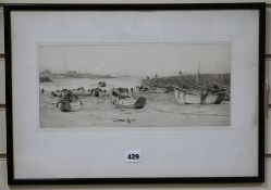 William Lionel Wyllie, etching, 'Marconi Radio station, Cullercoats', signed in pencil, 16 x 38cm