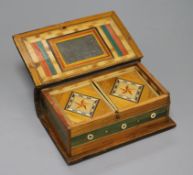 An early 19th century French Prisoner of War box, with interior lidded compartment width 16cmex